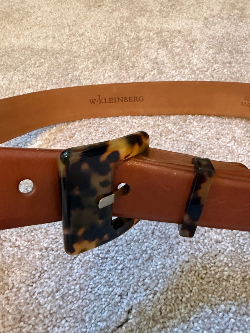 W. Kleinberg ladies Brown Leather Belt with Tortoiseshell Buckle